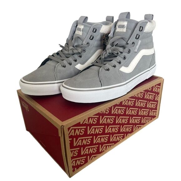 VANS Filmore Women's Hi Van Grey White Faux Fur Suede Shoes 9.5 New With Box - Picture 2 of 10